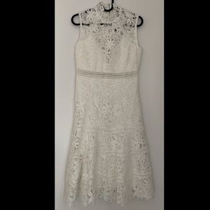 NWT White Lace Cocktail Dress w Mock Turtleneck